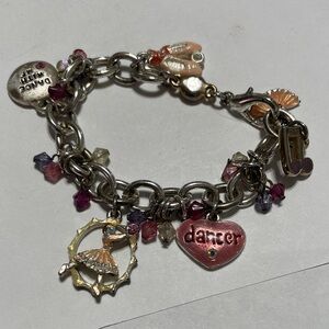 Charming Silver and Pink Dance Bracelet